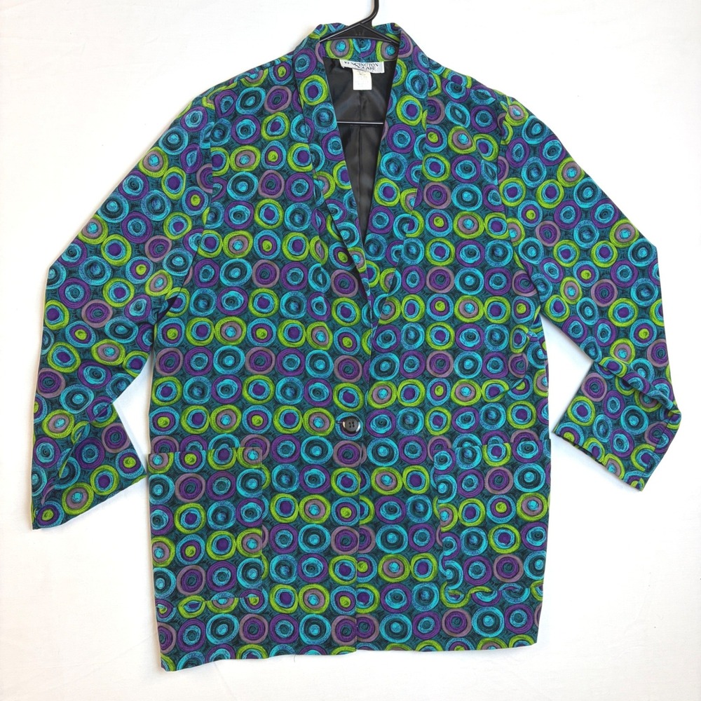 Kensington Square Vintage Blazer Large Psychedelic Peacock Eclectic Retro Artsy